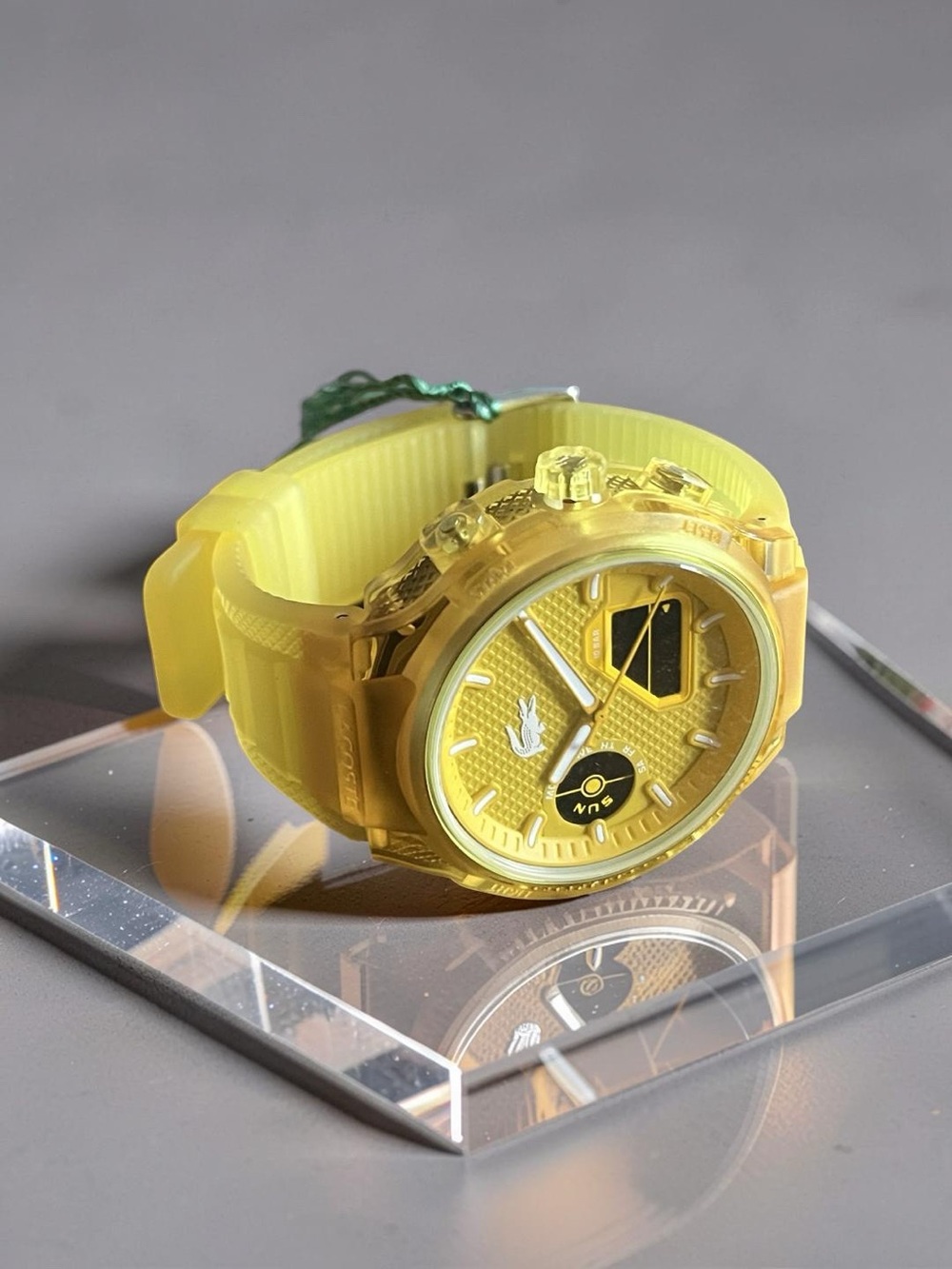 NEW✅ Lacoste LC33 Analog & Digital Yellow Silicone Strap Men Watch 45mm 2011430